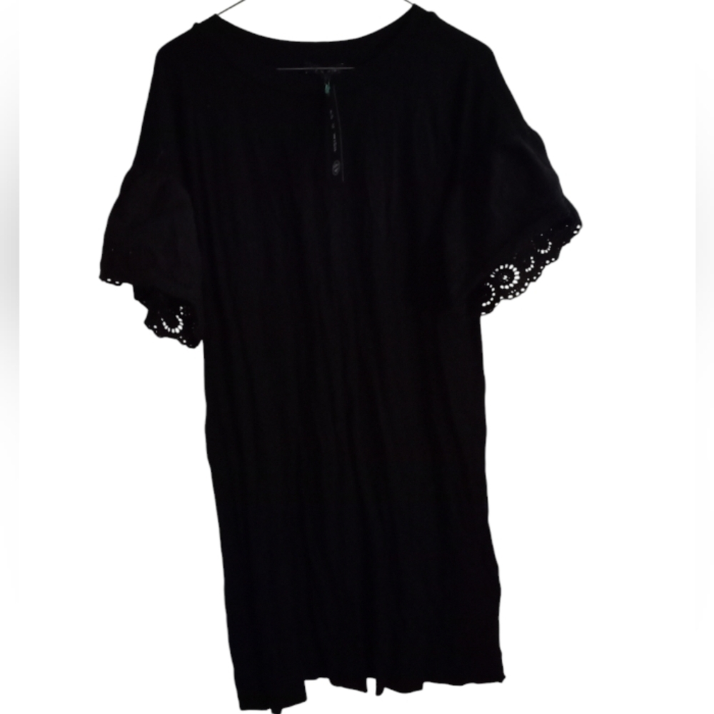 As U Wish Black Whimsigothic Lacy Sleeves T- Shirt Dress -Size: L • NWT
